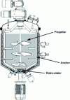 Figure 4 - Example of a co-axial mixer (Trimix VMI) consisting of three propellers, an anchor and a rotor-stator.