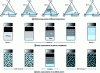 Figure 4 - Evolution of the C12E5/tetradecane/water ternary diagram and the appearance of representative A-point formulations as a function of temperature (from [5])