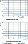 Figure 4 - Concentration profiles example 1 with piston-diffusion model