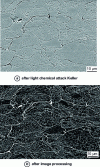 Figure 19 - Scanning electron microscopy (SEM) images of a metallographic section of Al cold spray deposition(doc MINES ParisTech, Q. Blochet)