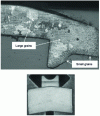 Figure 18 - Example of grain size heterogeneity obtained on a bracelet link (bottom) following a temperature homogeneity problem.