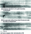 Figure 9 - Transformation of a copper grain boundary under the effect of bismuth segregation [30].