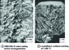 Figure 55 - Intergranular fracture of casting grains (a) 35NiCrMo12 steel casting before homogenization (b) cracked casting, oxidized at 1,200 °C