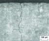 Figure 66 - Intragranular fatigue cracking of an austenitic stainless steel sheet. Clear filaments of ferrite 