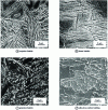 Figure 5 - Scanning electron microscopy microstructures of bainites (IRSID images)