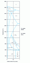 Figure 10 - Pseudobinary iron-carbon diagram with 13% chromium, from [16]