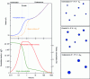 Figure 4 - Typical evolution of the main precipitate parameters over the three main stages of precipitation kinetics during isothermal tempering