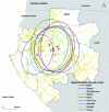 Figure 7 - Standard dispersion ellipses used to compare the spatial distribution of several pathogens in a seroprevalence survey.