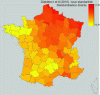 Figure 3 - Prevalence of type I and type II diabetes in France (2010), standardized rate by department