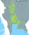 Figure 5 - Mapping the presumed course of the avian flu epidemic in Thailand (2004), from the point of emergence (index case)