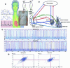 Figure 29 - a) Digital twin of a patient, with the sensors feeding his data on the right, and his respiratory flow and volume and cardiac ECG on the left. b) Diagram of joint regulation of the respiratory and cardiac systems. c) ECG (in blue) and R-wave amplitude envelope (in red) during wakefulness (top) and sleep (bottom). d) Evolution of RR(n) duration of the ne cardiac cycle, as a function of the (n-1)e