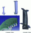 Figure 33 - Turbine wheel diagram (left) and composite blade (right)