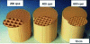 Figure 7 - Honeycomb cordierite catalyst supports with different channel sizes (after [8])