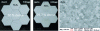 Figure 27 - Photograph of alumina hexagons before and after sintering and microstructure of sintered parts (after [71]).