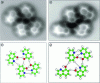 Figure 6 - 4K NC-AFM images with a CO-functionalized tip of an assembly of 4 8-hydroxyquinoline molecules deposited on a Cu(111) surface. C-C, C-H and hydrogen bonds are clearly visible [10].
