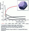 Figure 13 - Evolution of the number of low-coordination atoms with the size of a cuboctahedral nanoparticle