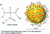 Figure 25 - Sodium tricitrate molecule used to stabilize gold nanoparticles and a 15 nm-diameter gold nanoparticle surrounded by its surfactant layer.