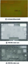 Figure 17 - Reflection-mode imaging of a glass-fibre composite test sample with inclusions