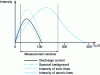 Figure 17 - De-excitation of different lines as a function of time, for a defined spark