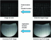 Figure 9 - Distortion correction (dewarping) on PLIF images (cross-section) in a co-current flow of liquid gas in a cylindrical pipe