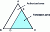 Figure 31 - Representation of the zone satisfying the constraint introduced by the constant sum between the compositions of the two components A and B