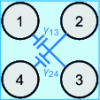 Figure 12 - Arrangement of the four cylindrical electrodes of Lampard's theorem