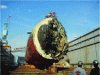 Figure 3 - SSN San Francisco in dock accident
and remains of spherical bow antenna