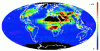 Figure 4 - Aerosol optical thickness at 550 nm for August 2003 obtained from Modis spectroradiometer observations