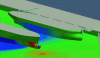 Figure 11 - Simulation of a vessel passing close to another moored vessel (source :
Yvin, 2015)