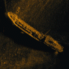 Figure 19 - Image acquired by HISAS 1030 synthetic aperture sonar aboard the AUV HUGIN 1000. The length of the wreck is 68 m (Holmengraa tanker lying in 77 m of water) (credit: Kongsberg Maritime).