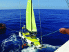 Figure 2 - Launching the sailing robot Vaimos during an Atlantic mission from the IFREMER ship Thalassa (credit: IFREMER / ENSTA Bretagne).