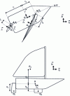 Figure 15 - Reference points and geometric parameters of the sailboat. The indices r, k and s refer respectively to the rudder, keel and sail.