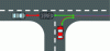 Figure 16 - Illustration of the virtual vehicle concept. The red car has priority over the grey car. When the red car is virtually returned to its target lane, the gray car realizes that the other car is ahead of it, and so lets it pass.