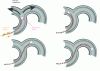 Figure 14 - Steering of a soft beam actuated with four cables that orientable
the end effector and a force that moves the left extremity of the
beam along its longitudinal direction. The white sphere is the desired
position of its end-effector