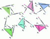 Figure 35 - The six assembly modes of a 3–RPR analytical robot with base and platform forming equal triangles, but one of which is inverted with respect to the other.