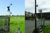 Figure 6 - A few photos showing the installation of connected sensors in the field. On the left, installation on an existing automatic station support; on the right, installation on a public lighting mast (photos V. Dubreuil, 2021).