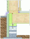 Figure 15 - Vertical section of a timber-framed wall on a wooden platform (© product Ophi système)