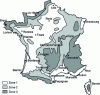 Figure 1 - Wind/rain zones (interlocking tiles and clay "canal" tiles)