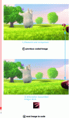 Figure 9 - Macroblock from (b) not found in the previously coded image (a) and therefore transmitted in its entirety (image "Big Buck Bunny")