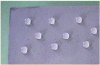 Figure 20 - UHPC sample coated with a polysiloxane-based resin diluted in a petroleum solvent (white spirit) and on which drops of water have been deposited to demonstrate the hydrophobic effect.