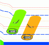 Figure 9 - Perspective view of drone traffic organized in two VOD zones (VVO and VVE)