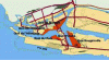 Figure 2 - Summary layout of container terminals in the port of Le Havre before Port 2000 presented for the public debate