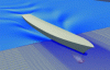 Figure 12 - Numerical simulation of flows around a hull (source: Sirehna/Naval Group)