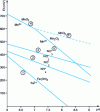 Figure 8 - Locations of the limits separating the reduced and oxidized forms of iron, manganese and nitrogen in the stability diagram