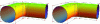 Figure 69 - Polynomial spline surface (left) and rational spline surface (right)