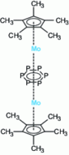 Figure 58 - Representation of the molecule [Mo2 (P6) {C5 (CH3)5}2] which contains the unknown hexaphosphabenzene in the free state.