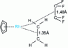 Figure 8 - Representation of the molecule [Rh {C5H5} (C2H4) (C2F4)] showing the correlated role of retrodonation and electronegativity of the olefin substituents.