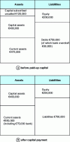 Figure 6 - Example of a balance sheet diagram before and after paid-up capital