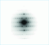Figure 9 - Electron diffraction pattern of an ultra-stretched polyethylene. This is a typical diffraction pattern for a crystal.