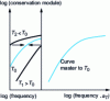 Figure 20 - Variation of the storage modulus of a polymer melt: application of time-temperature superposition